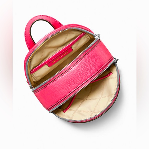 Brooklyn Extra-Small Pebbled Leather Backpack- Hot pink - Picture 4 of 11